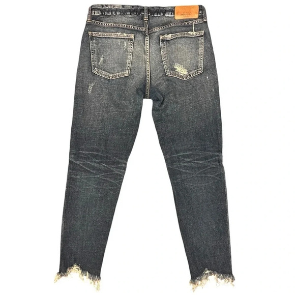 Moussy Vintage Skinny Denim Jeans Howa Cropped Destroyed Raw Hem Mid Rise - Picture 8 of 14